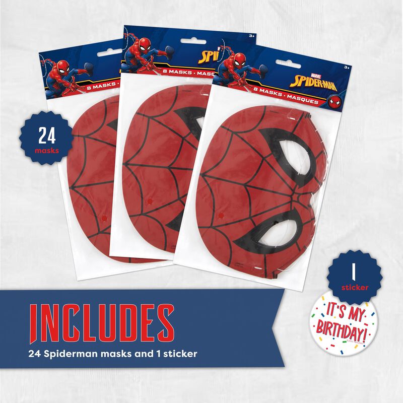 M&aacute;scara De Disfraz Spider-man &ndash; Pack De 24 Recu... image number null