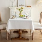 Mantel Lsymj 139x259 Cm Con Flecos De Borla Blanco
