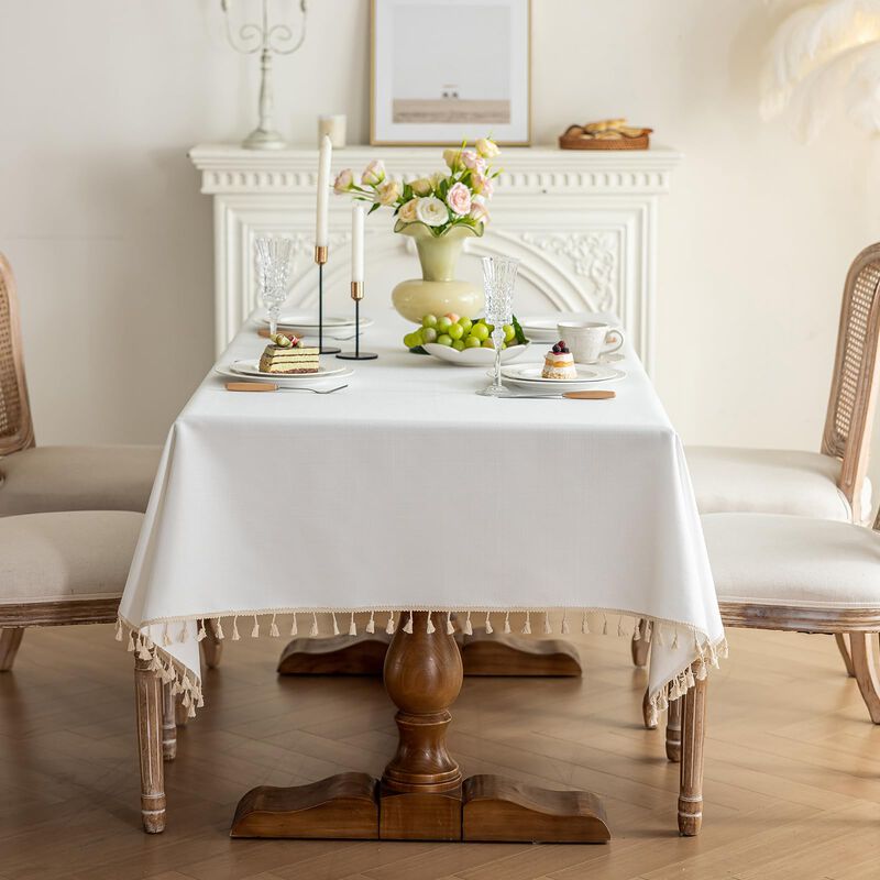 Mantel Lsymj 139x259 Cm Con Flecos De Borla Bla... image number null