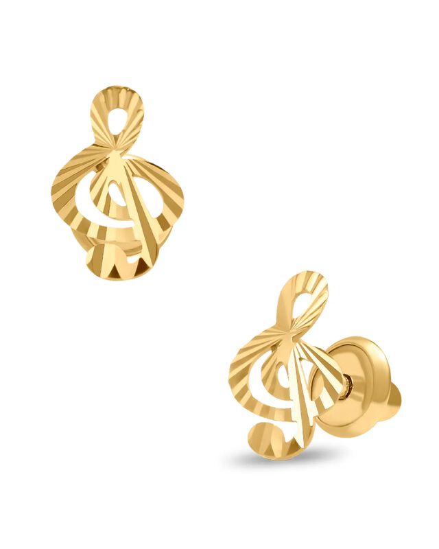 Broqueles Nota Musical En Oro Amarillo 14k image number null