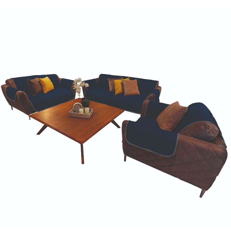 Cubre Sof&aacute; Doble Vista Jenin Home Marino/Gris image number null