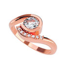 Anillo de Compromiso en Oro Rosa 14K con Circonia -  Talla:4/ FJ680-14R-CZ-4