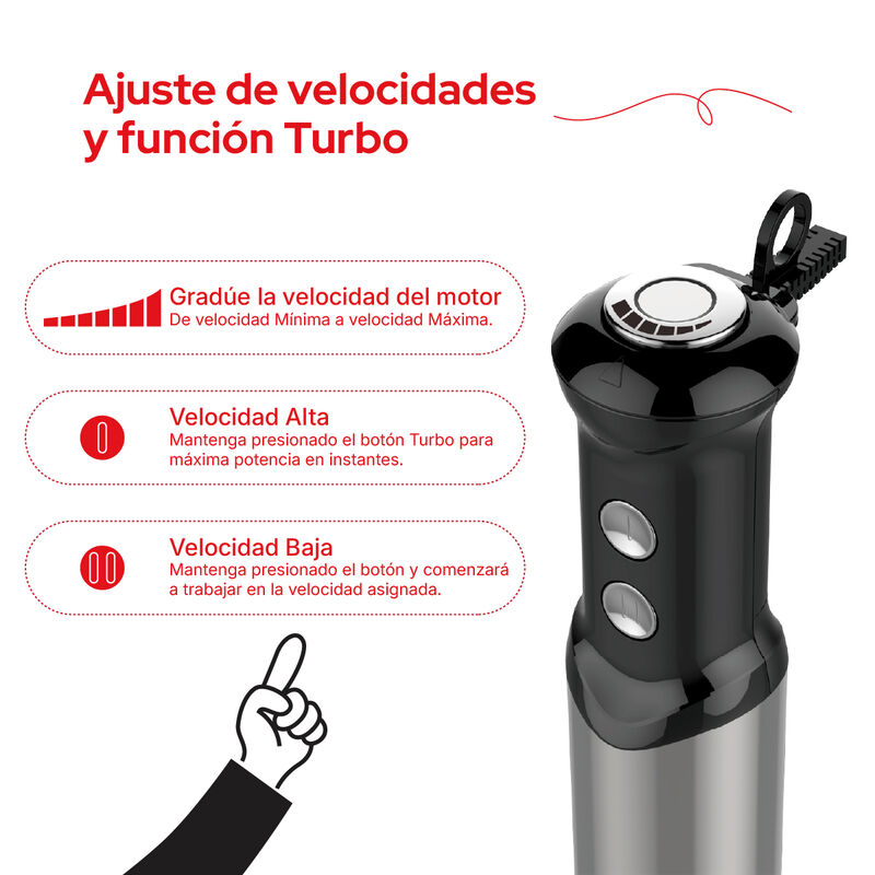 Batidora Inmersi&oacute;n Cookit Chb04 500w 4en1 Acero... image number null