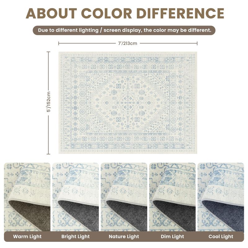 Alfombra De &Aacute;rea Zesthome 142x178 Cm Lavable Az... image number null