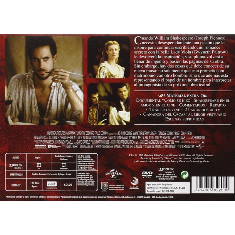 Shakespeare Enamorado: Edici&oacute;n Horizontal (dvd) image number null