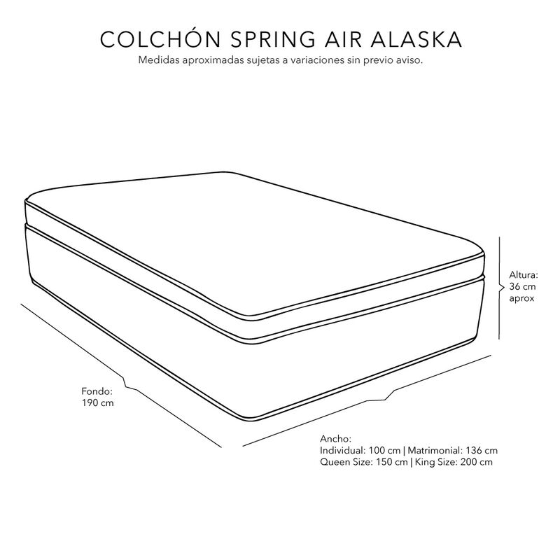 Colch&oacute;n Matrimonial Alaska Spring Air + S&aacute;banas... image number null