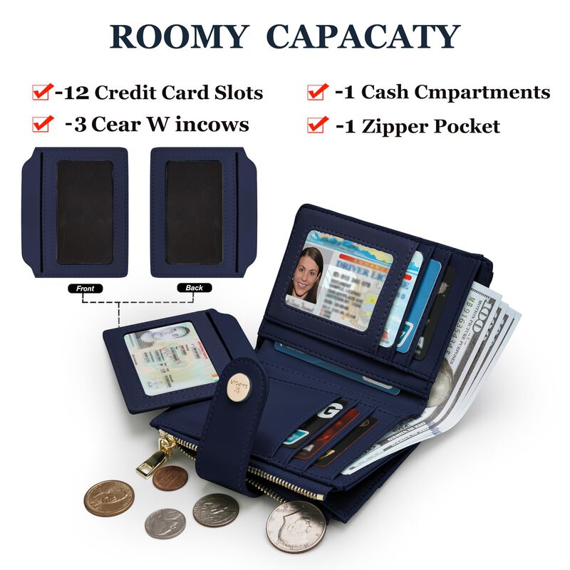 Cartera Bifold Compacta Sunpour Rfid De Cuero V... image number null