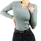 Sueter De Mujer Cuello V Sueteres Canalé Para Dama Suet-1011-Gris Oscuro Sweaters