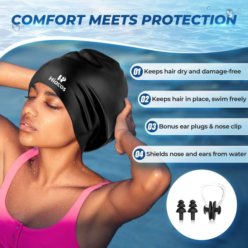 Gorro De Nataci&oacute;n Hiacos Para Pelo Largo Imperm... image number null