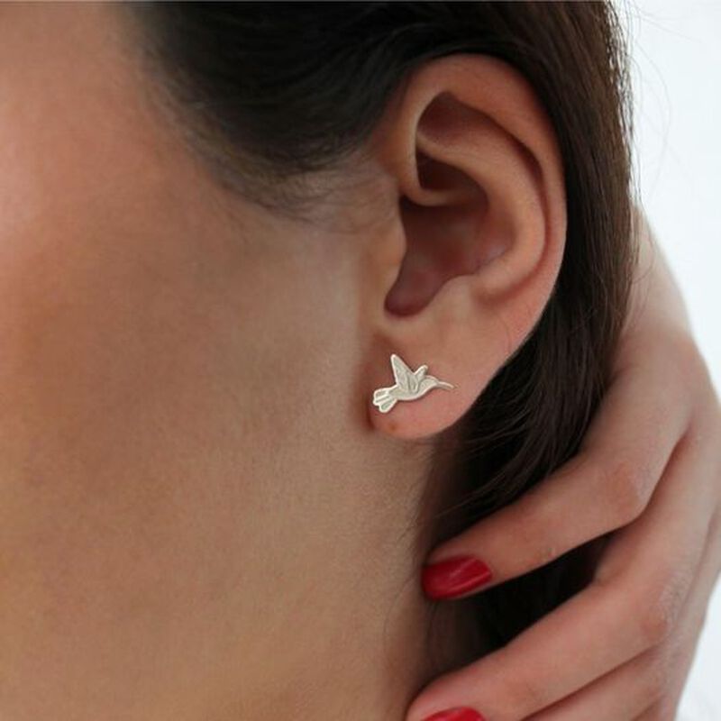 Aretes poste Suerte de colibr&iacute; de plata .925 image number null