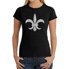 Camiseta Word Art Para Mujer - Fleur de Lis &middot; Ciudades de Luisiana- Negro