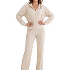 Conjunto 2 Piezas, Sudadera Con Capucha Y Pantal&oacute;n Jogger Conj-0267 Beige Moda Casual Y C&oacute;moda Para Mujer