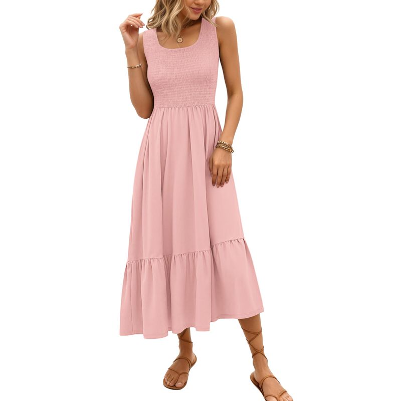 Vestido Maxi Sin Mangas Auselily Rosa Claro M image number null