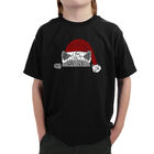 Camiseta Word Art Para Ni&ntilde;o - Gato Navide&ntilde;o Asom&aacute;ndose - Negro