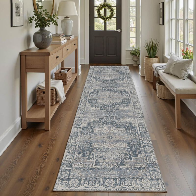 Alfombra Corredor Rugxara 79x244 Cm Lavable Azu... image number null