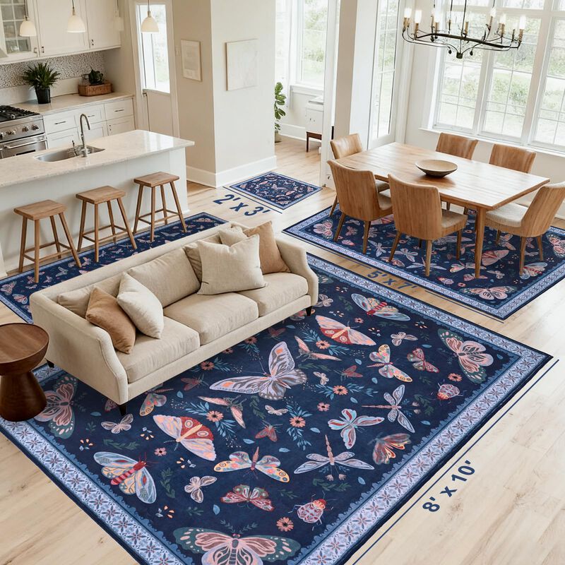 Alfombra Bleum Cade 244x152 Cm Mariposa Azul La... image number null
