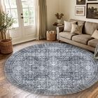 Alfombra Redonda Sasttie 244 cm Negro Gris Lavable
