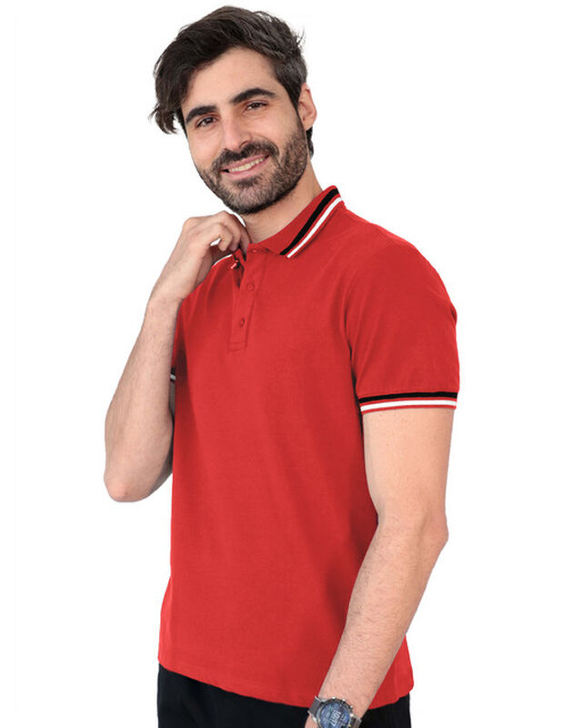 Playera Caballero Polo Cuello Abotonado Rojo Pr... image number null