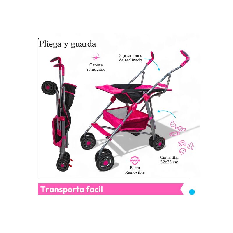 Carriola Para Beb&eacute; De Bast&oacute;n 502B Compacta, Ple... image number null