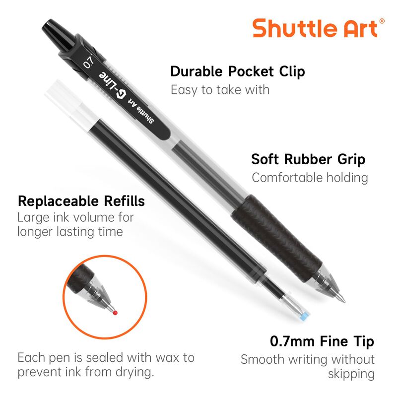 Bol&iacute;grafos De Gel Shuttle Art Black, Paquete De... image number null