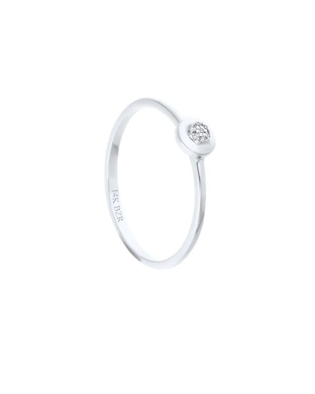 Anillo De Oro Blanco 14k Con 2 Pts De Diamante ... image number null