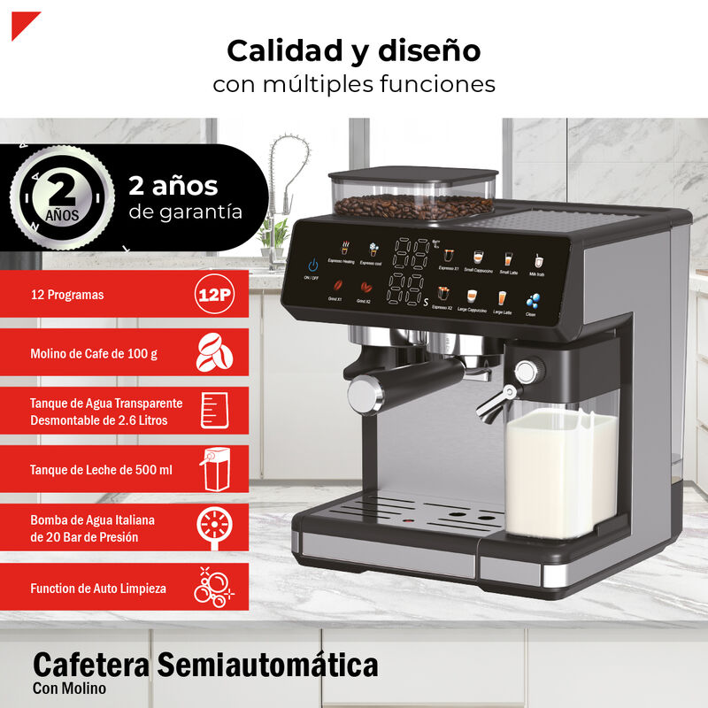 Cafetera Semiautom&aacute;tica Con Molino 1350 W Bogne... image number null