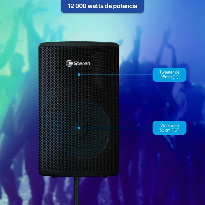 Bafle 15" 12,000 W PMPO profesional Bluetooth B... image number null