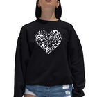Sudadera De Cuello Redondo Word Art Para Mujer - Coraz&oacute;n Musical - Negro