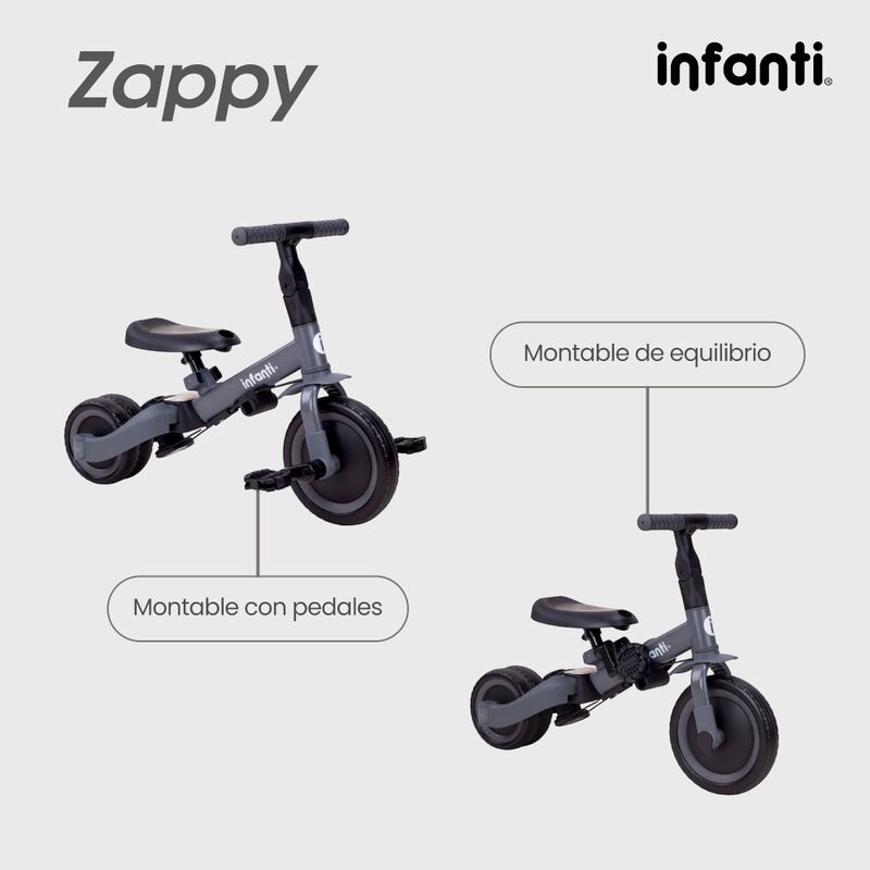 Triciclo Evolutivo 5 En 1 Zappy Con Barra De Em... image number null