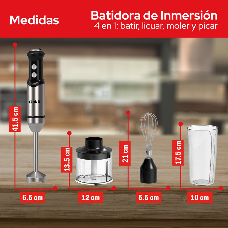 Batidora Inmersi&oacute;n Cookit Chb04 500w 4en1 Acero... image number null