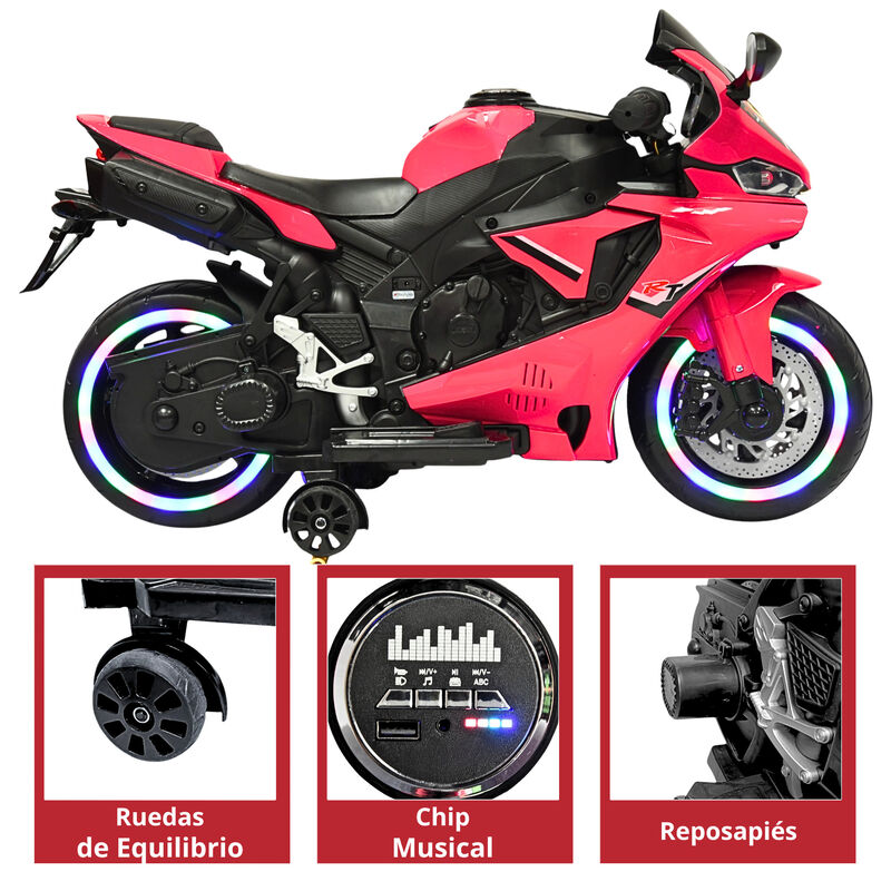 Moto Montable El&eacute;ctrica para Ni&ntilde;os Luces Led So... image number null