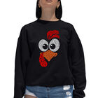 Sudadera De Cuello Redondo Word Art Para Mujer - Cara de Pavo - Negro