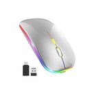 Mouse Nextep Inal&aacute;mbrico Recargable Silencioso RGB 1600 dpi Plata.