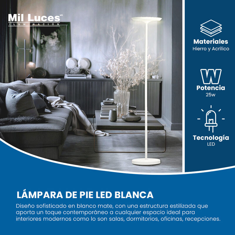 L&aacute;mpara de Pie MIL LUCES SASORI Blanca Mate - E... image number null