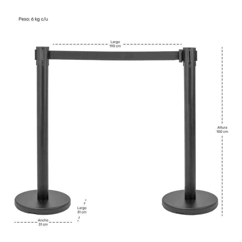 Postes Delimitadores Unifila Cinta Retr&aacute;ctil Ne... image number null