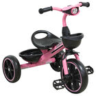 Triciclo Para Ni&ntilde;os Con Luz Y Sonido Ruedas Eva Soft Canastas Delantera Y Trasera Soporta 25 Kg 2+ A&ntilde;os Rosa