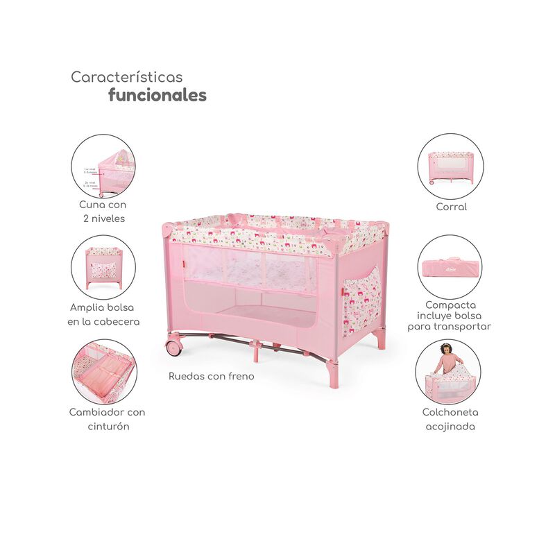 Cuna Corral Plegable 2 Niveles Con Cambiador De... image number null