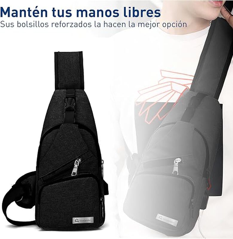 Mochila Cruzada Antirrobo Impermeable, Blueland... image number null