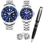 Set de relojes Stührling para pareja modelo 3950A.2 / 3950L.2 con Pluma y Arete