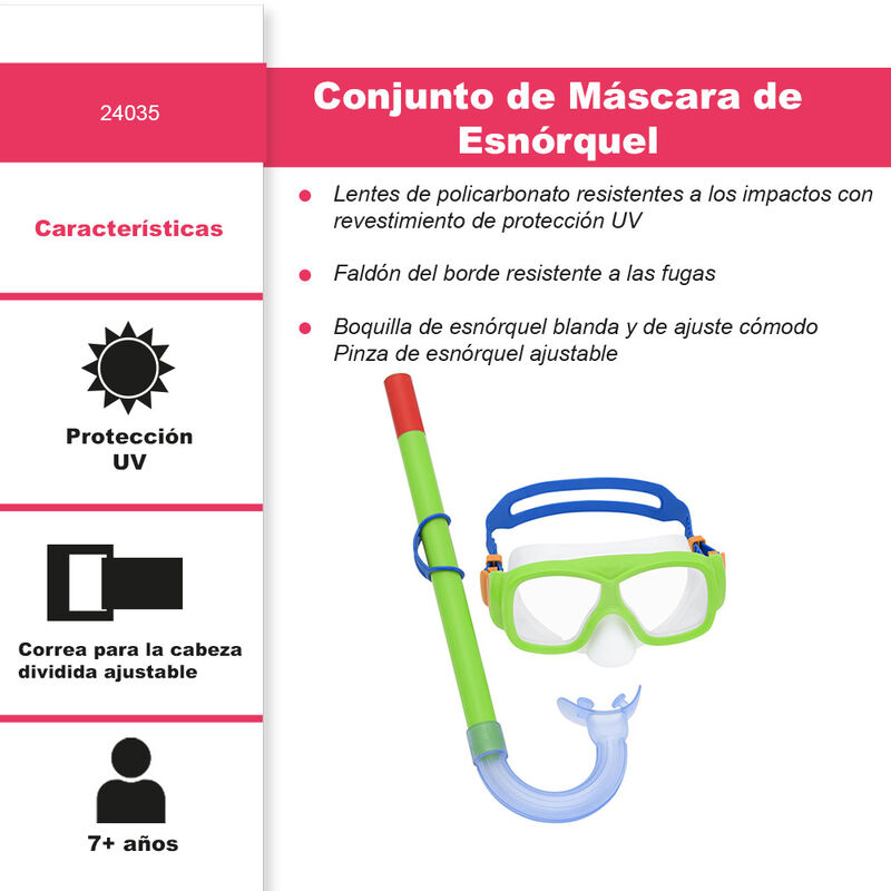 Juego De Buceo Snorkel Ni&ntilde;os 7 A&ntilde;os Protecci&oacute;n ... image number null
