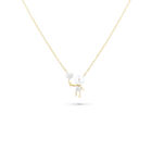 Gargantilla  De Oro Amarillo 14K Con 4Pts De Diamante Y Perla