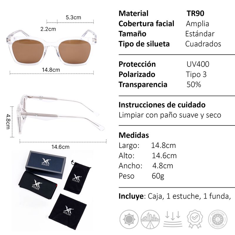 Lentes De Sol Xolek 121 Tr90 Cuadrados Rb Uv Po... image number null