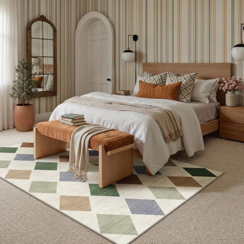 Alfombra Purecozy 244x152 Cm Lavable Cuadricula... image number null