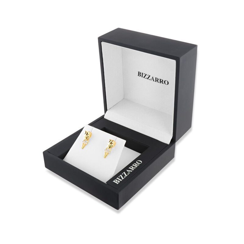 Aretes De Pantera De Oro Amarillo Con Blanco 14... image number null