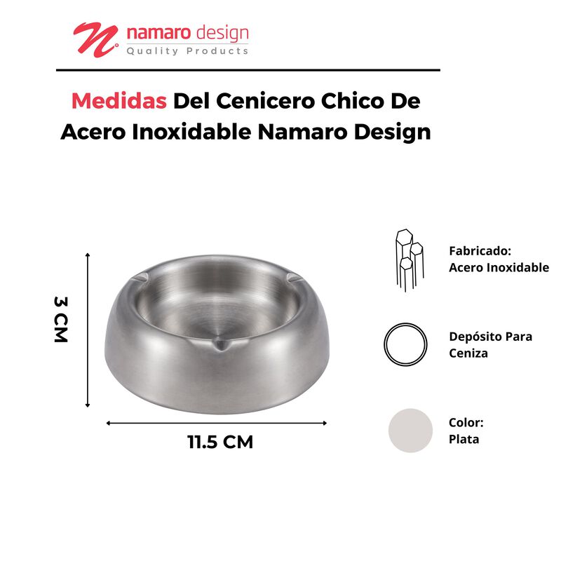 Cenicero Chico De Acero Inoxidable Namaro Desig... image number null
