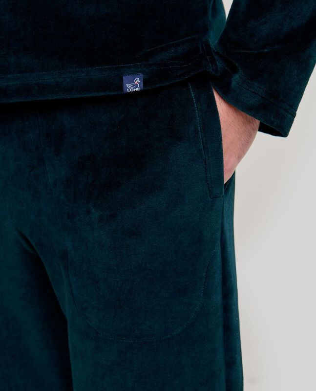 Pijama de Terciopelo Liso para Hombre Verde image number null