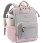 Mochila Lovevook 15.6" Gris-Rosa Impermeable con Portavasos