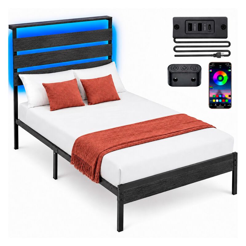 Base Cama Individual Moderna Luz Led Usb C Refo... image number null