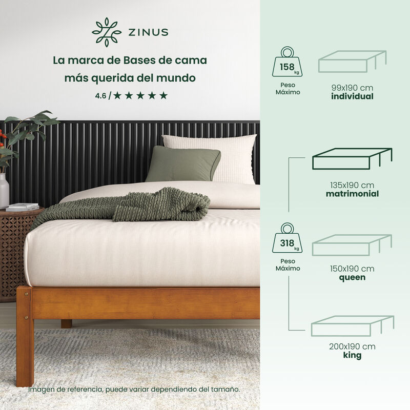 Zinus | Ellie | Base De Cama Matrimonial Bamb&uacute; ... image number null