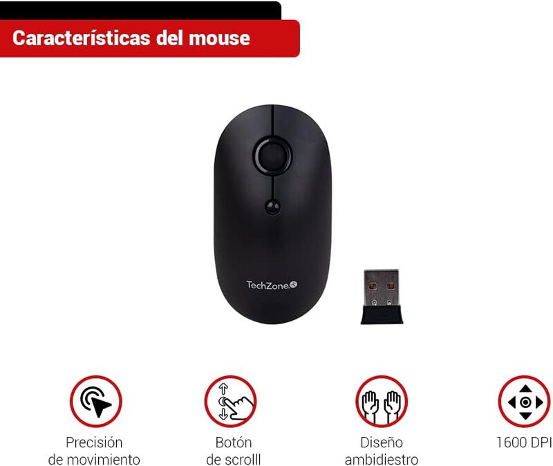 TechZone Pop Kit Black Teclado y Mouse Inalámbr... image number null